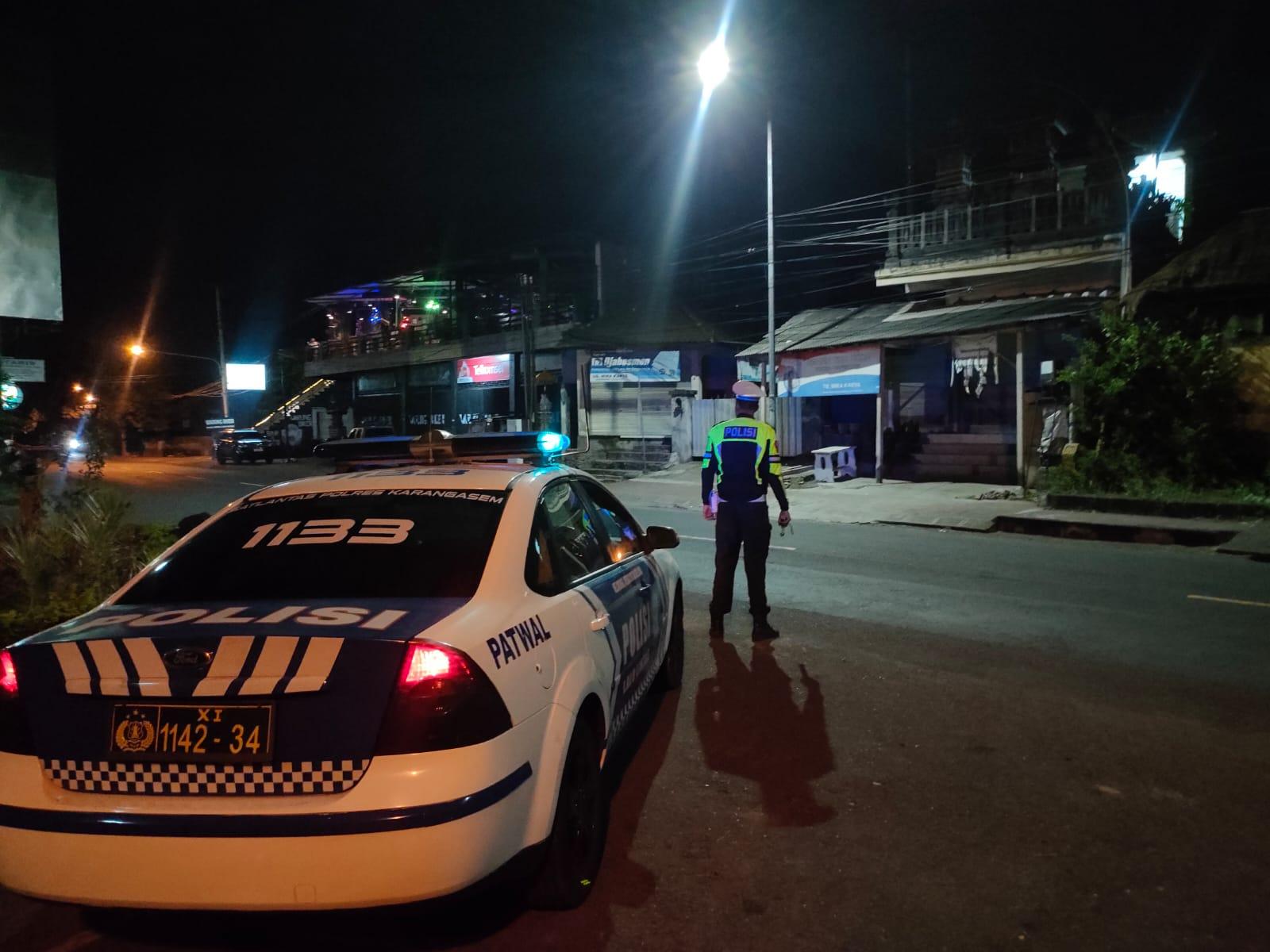 Cegah Balap Liar Sat Lantas Polres Karangasem  Gelar Patroli pada Malam Hari