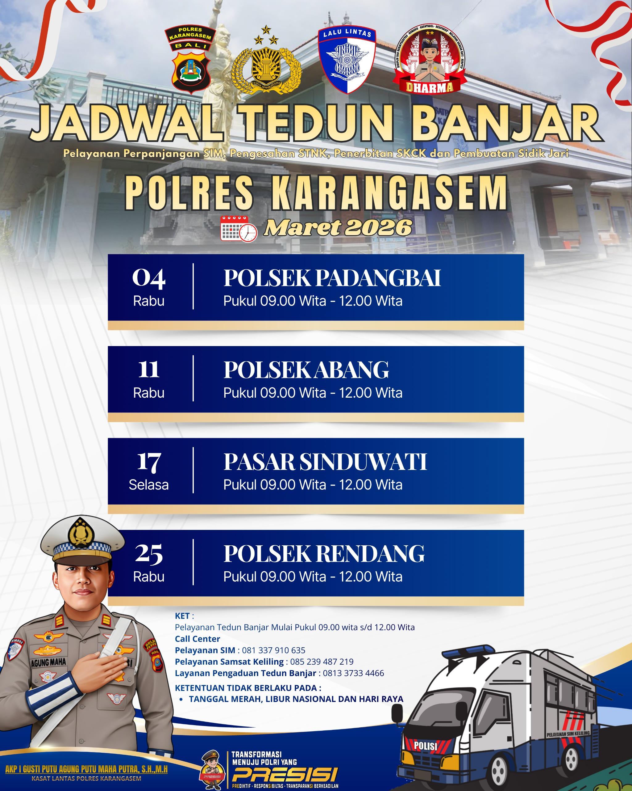 Tedun Banjar Polres Karangasem Berikan Pelayanan SIM dan SAMSAT Keliling