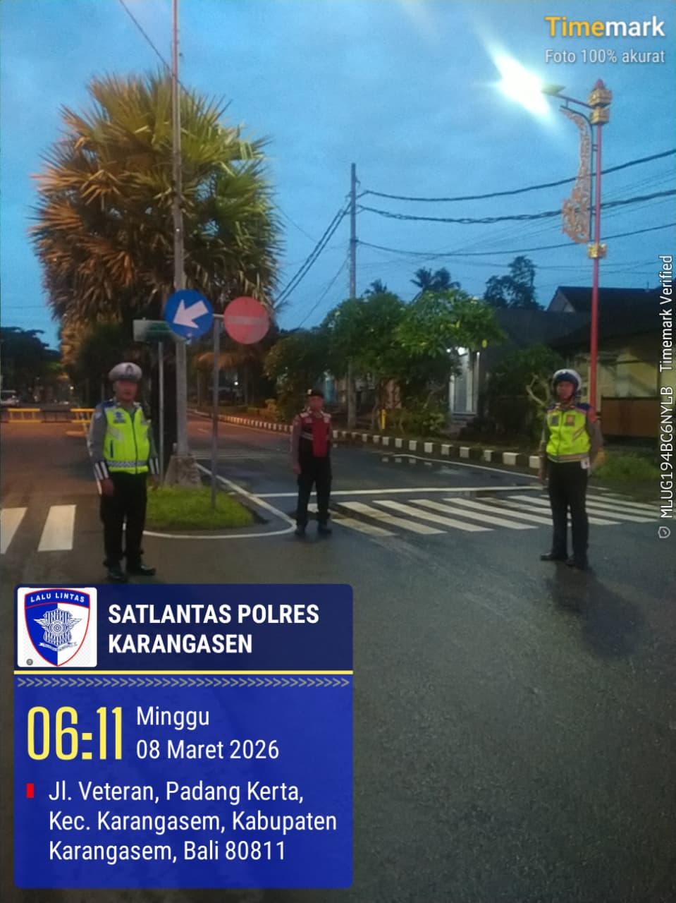 Sat Lantas Polres Karangasem Amankan Jalur Car Free Day di Jalan Veteran
