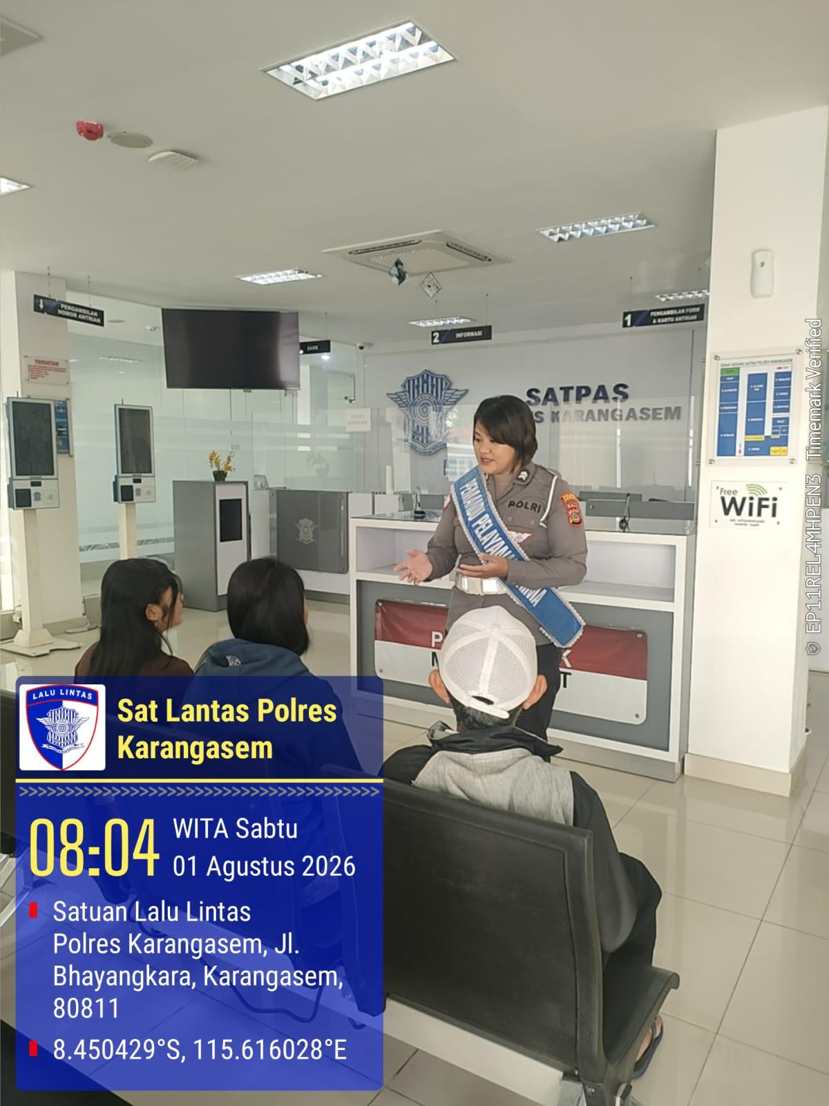 Wujudkan Pelayanan Prima, Satpas Polres Karangasem Laksanakan Pelayanan dengan Senyum, Sapa, Salam