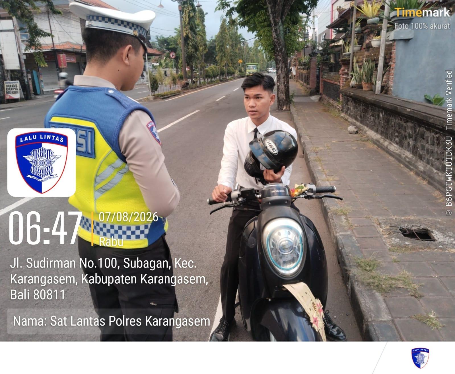 Satlantas Polres Karangasem Intensifkan Tilang Manual terhadap Pengendara tanpa TNKB