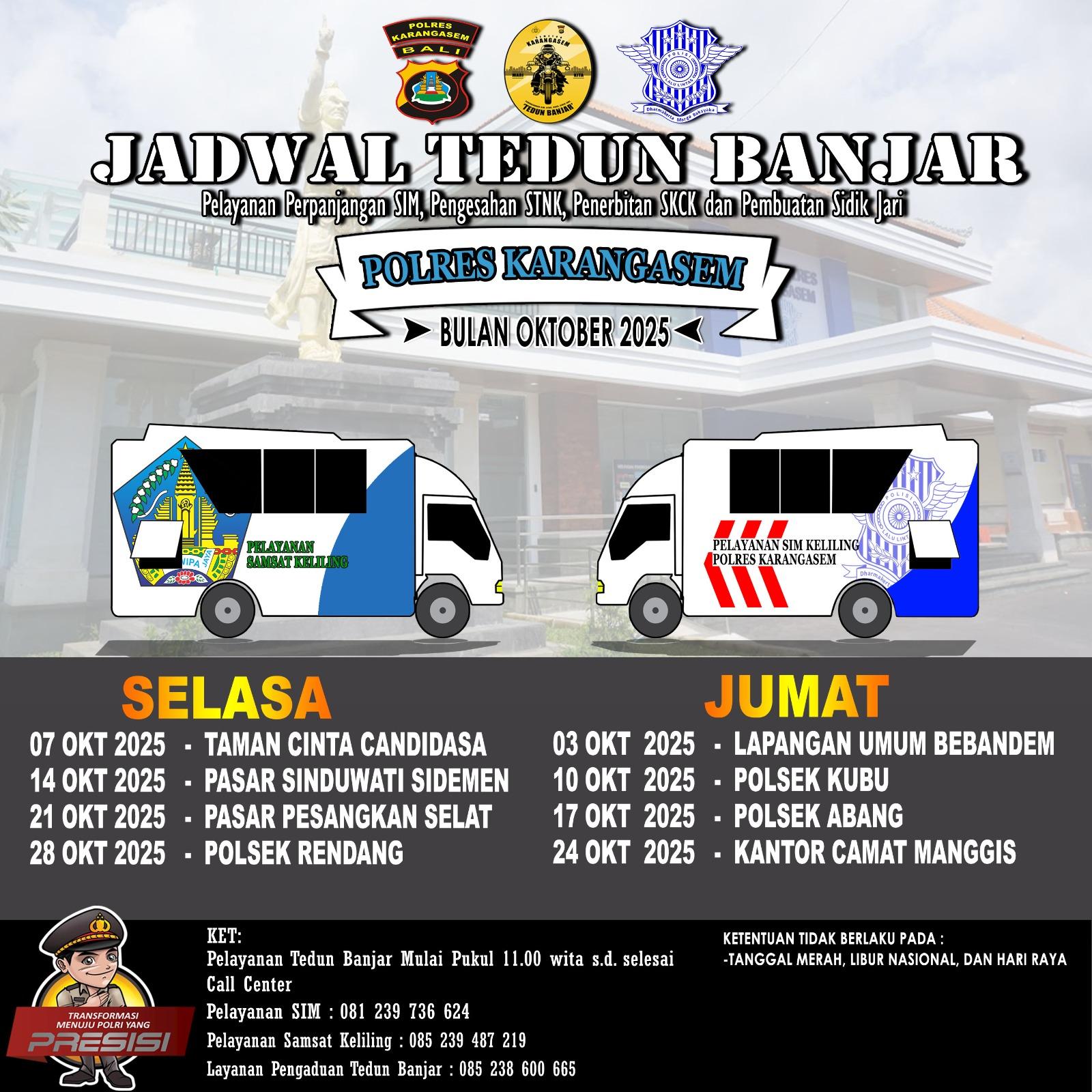 Masyarakat Karangasem  Wajib Tahu, Mobil Samsat Keliling dan SIM Keliling Bisa Berikan Kemudahan, Simak Jadwalnya 