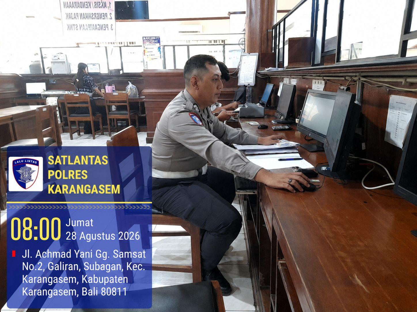 Sat Lantas Polres Karangasem Tingkatkan Pelayanan, Serahkan STNK Baru Secara Cepat dan Ramah