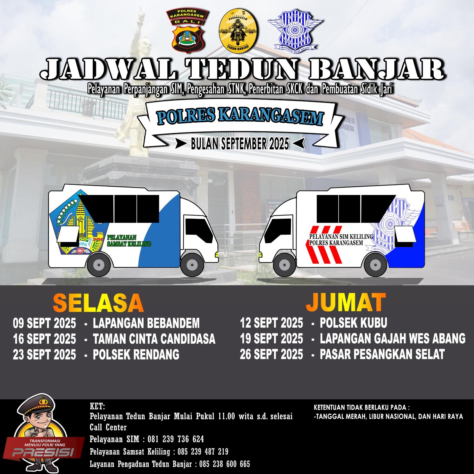 Masyarakat Karangasem  Wajib Tahu, Mobil Samsat Keliling dan SIM Keliling Bisa Berikan Kemudahan, Simak Jadwalnya 