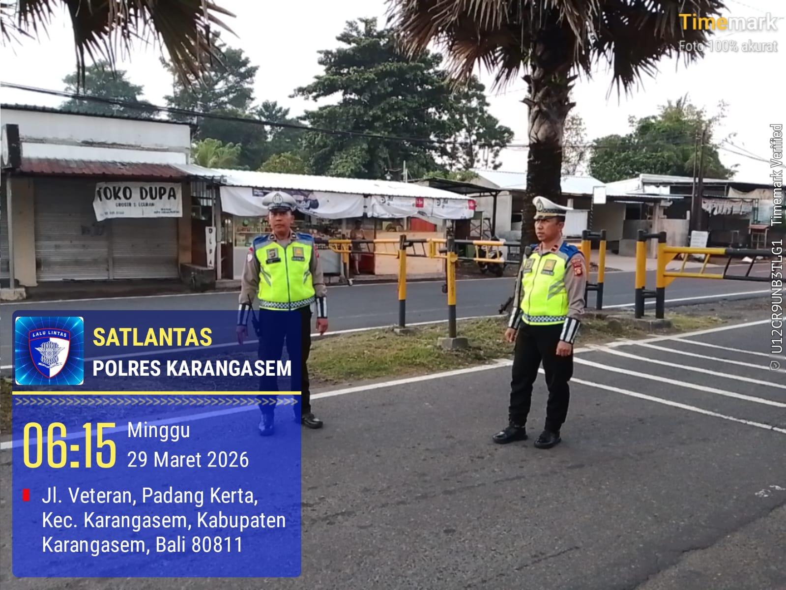 Sat Lantas Polres Karangasem Amankan Jalur Car Free Day di Jalan Veteran